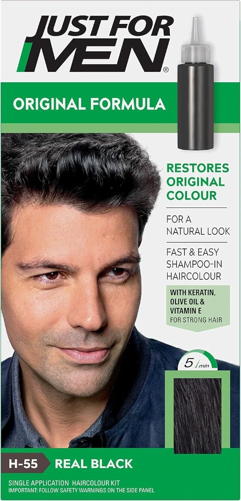  JUST FOR MEN Hair Colouring Kit, Real Black H55 