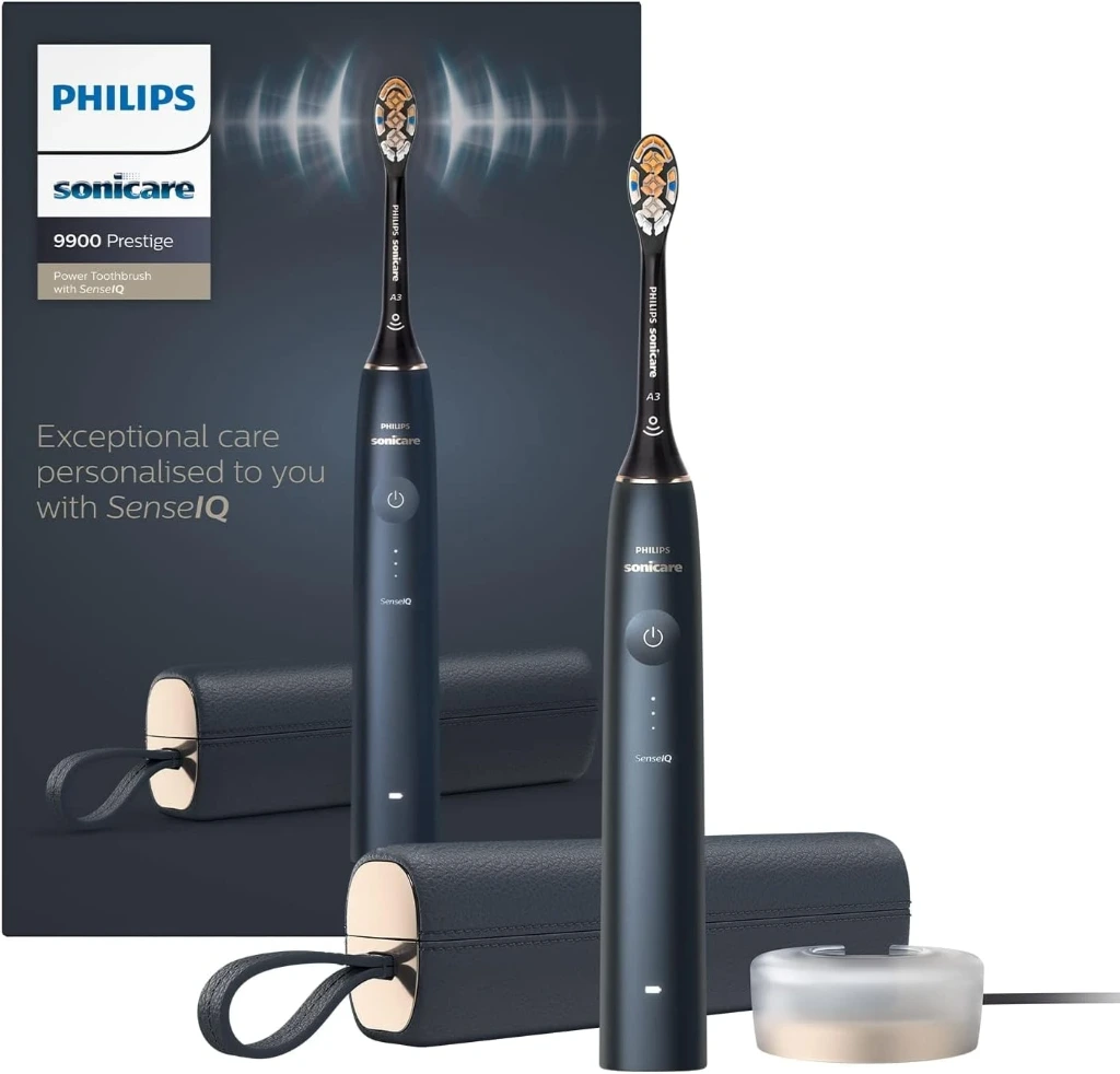 Philips Sonicare Prestige 9900 Our Most Advanced Electric Toothbrush HX9992/12 with SenseIQ All-in-One Brush Head Artificial Intelligence in The Philips Sonicare App Colour: Midnight Blue