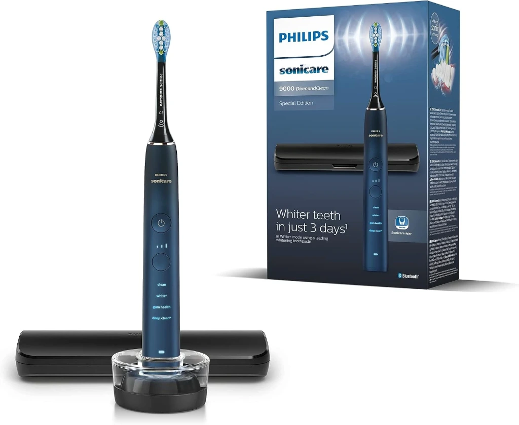 Philips Sonicare DiamondClean 9000 Series Power Electric Toothbrush Special Edition - Sonic Brush, Dark Blue, 1 X C3 Premium Plaque Control Brush Head (Model HX9911/88)