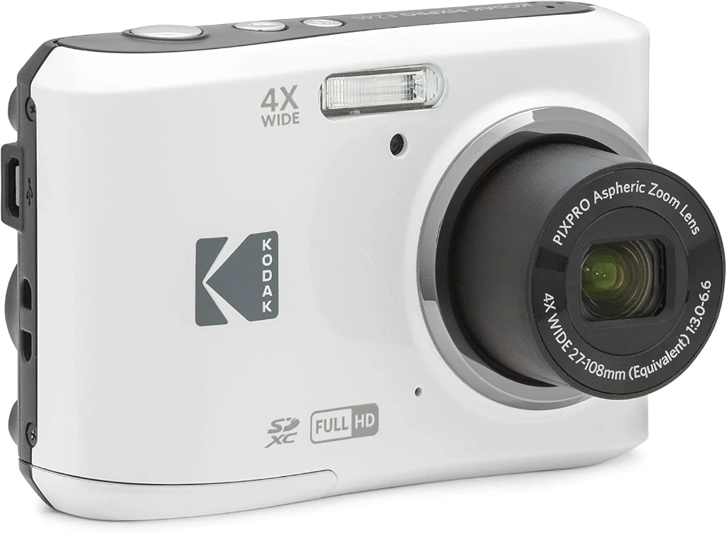 كاميرا رقمية 16MPكوداك fz45 زوم بصري 4X زاوية واسعة 27mm فيديو 1080P Full HD كاميرا مدونات 2.7" LCD (بيضاء)