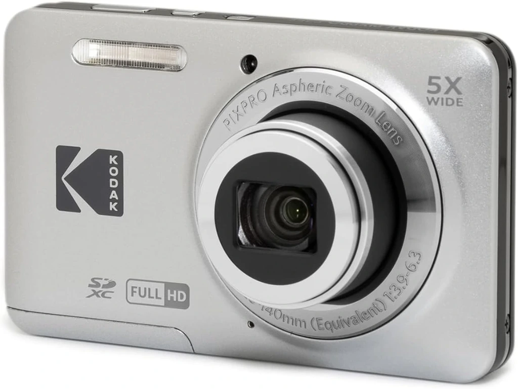KODAK PIXPRO FZ55-GRY 16MP CMOS Sensor Digital Camera 5X Optical Zoom 28mm Wide Angle 1080P Full HD Video 2.7" LCD Vlogging Camera, Gray