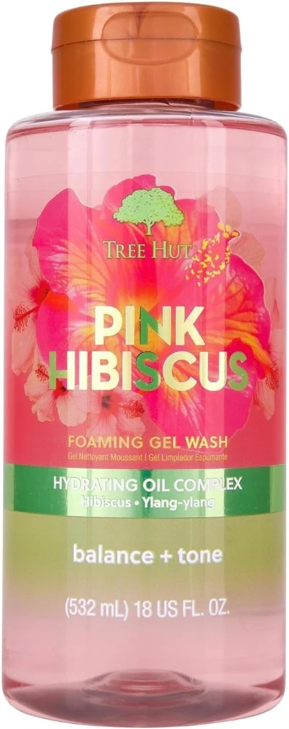 Tree Hut Pink Hibiscus Foaming Gel Wash - 532ml, Hydrating Oil Complex with Ylang Ylang Balance & Tone (Package May Vary)