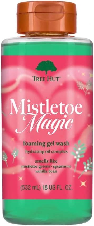Tree Hut Mistletoe Magic Foaming Gel Wash, Moisturizing & Hydrating Body Wash with Shea Butter, Cleanses Skin Leaving It Soft & Fresh, 18 fl oz