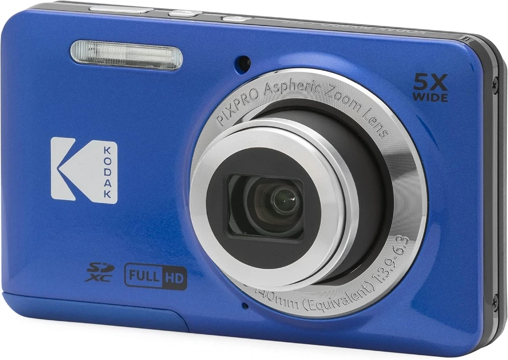 كاميرا KODAK PIXPRO Friendly Zoom FZ55 BL الرقمية 16MP مع زوم بصري 5X وزاوية واسعة 28mm وشاشة LCD 2.7" زرقاء