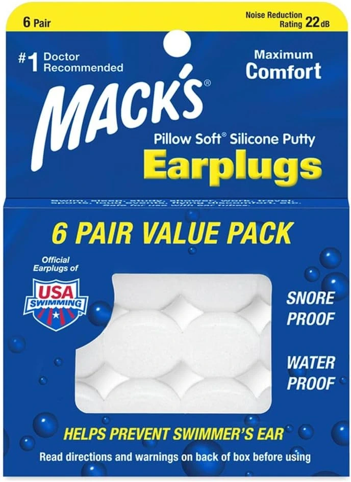 Mack's Pillow Soft Silicone Earplugs 6 Pairs,12 Count (Pack of 1)