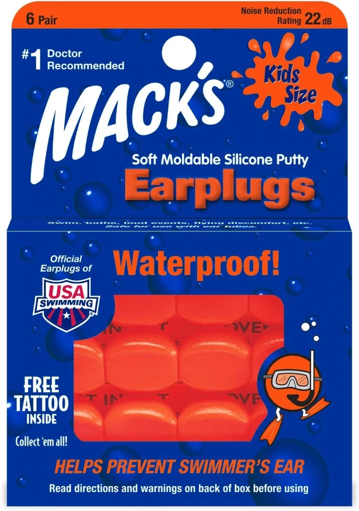  Mack's Kids Pillow Soft Earplugs - 6 Pair | The Original Moldable Pillow Soft Silicone Putty Ear Plugs for Sleeping, Snoring, Swimming, Travel, Concerts and Studying | Color: Orange 