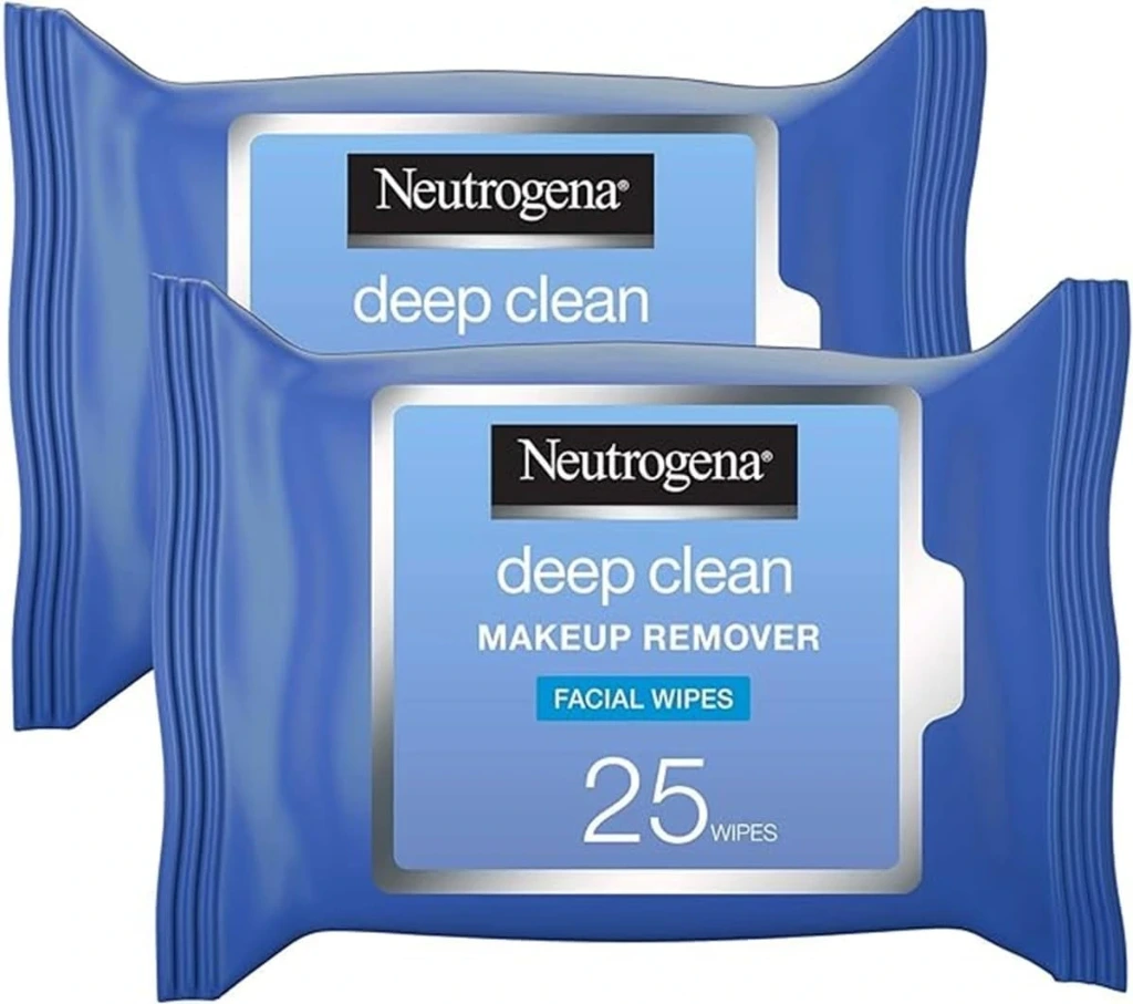Neutrogena Deep Clean Makeup Remover, Pack of 2x25 Wipes, Oil-Free Formula Infused with a Light Cleansing Lotion for Extra Skin Care, Removes all types makeup, even waterproof mascara