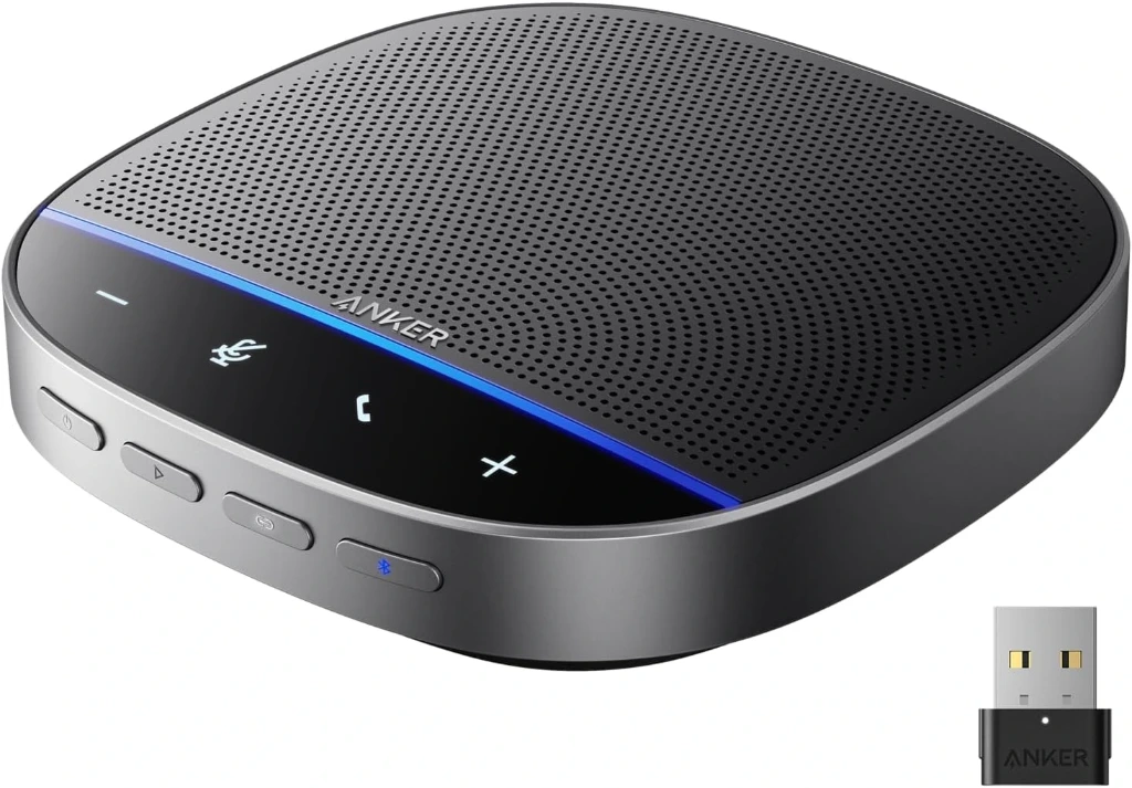 Anker PowerConf S500 Speakerphone with Zoom Rooms and Google Meet Certifications, USB-C Conference Speaker, Bluetooth Speakerphone for Conference Room, Conference Microphone with Premium Voice Pickup 