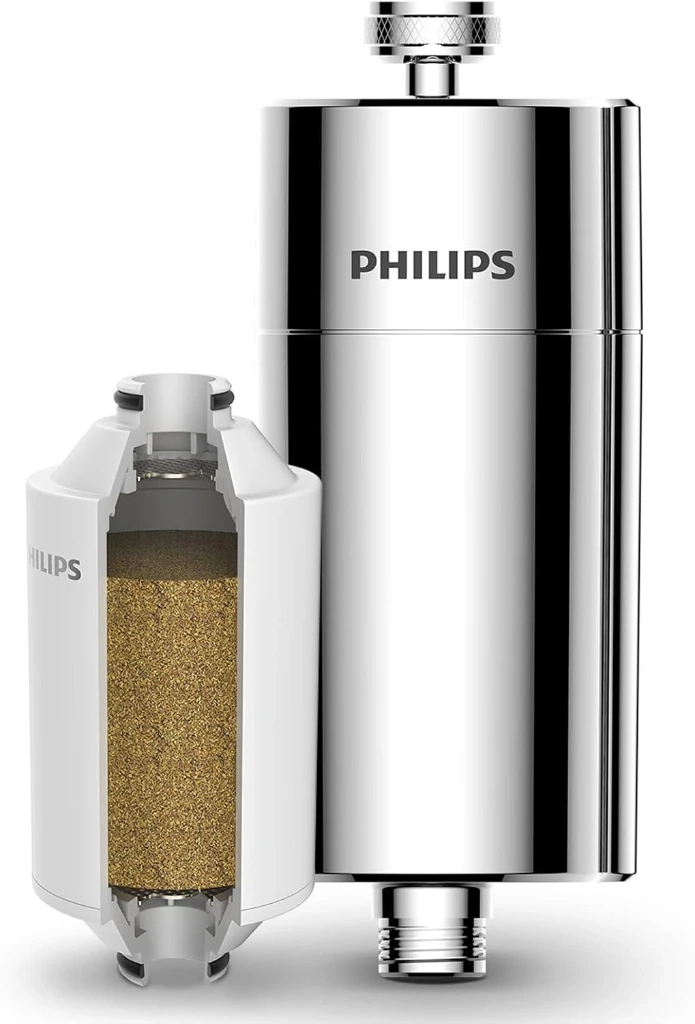 Philips Shower Filter 3-stage Water Softener, Double Mesh Filtration KDF Material, Reducing Chlorine/Impurities/Rust Sediments (Shower Filter Set)