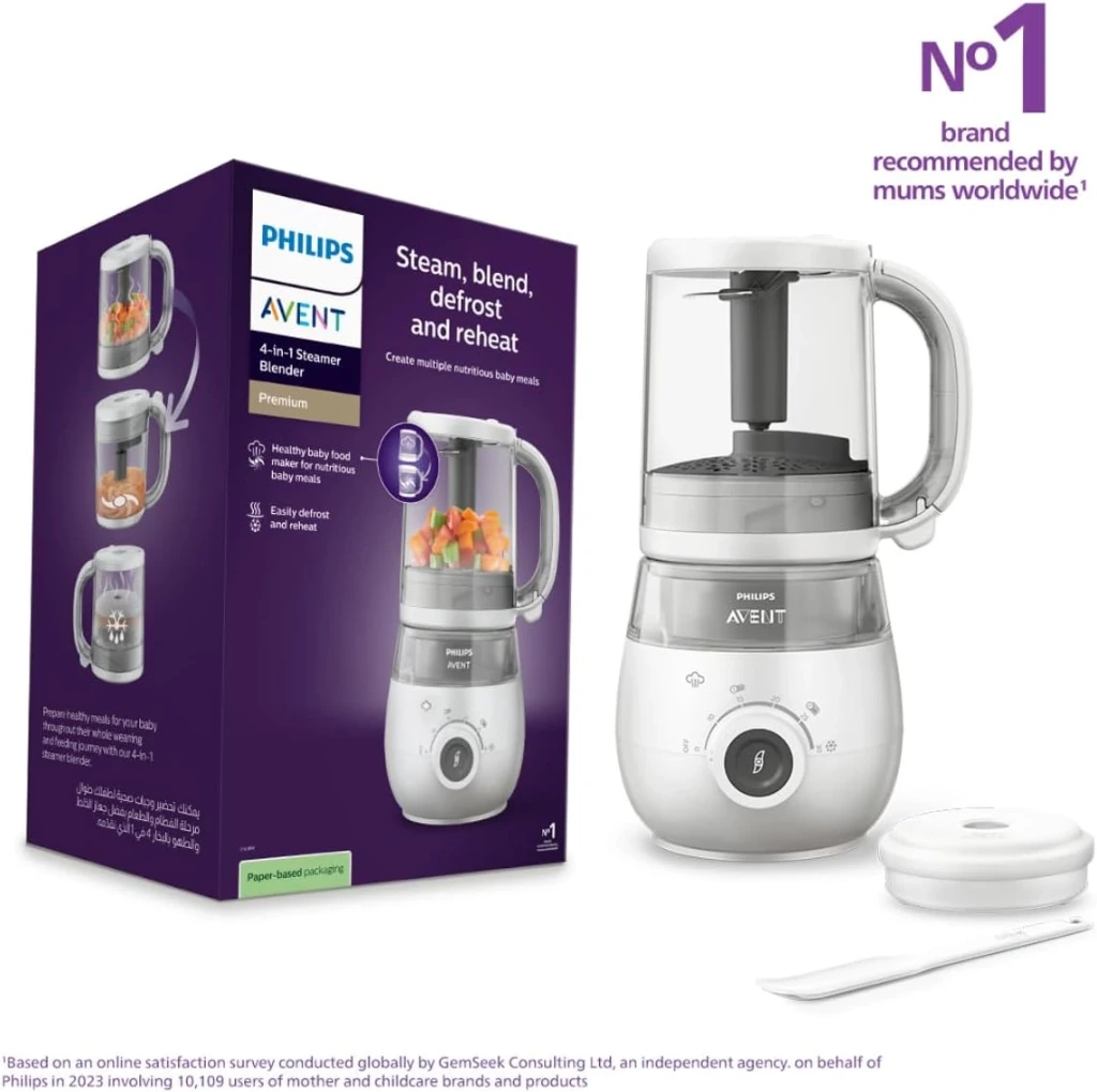  Philips 4 in 1 COMBINED STEAMER AND BLENDER + RECIPE BOOKLET + 120ml STORAGE BOWL (SCF883 / 01) 